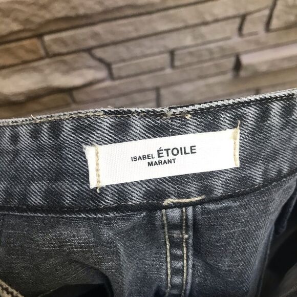 Isabel Marant Etoile Pantalon Hominy Gray High Waist Acid Stone Wash Jeans 38 4 - Picture 6 of 14